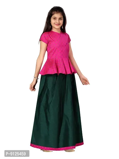 Stylish Fancy Silk Rani-Rama Lehenga Choli Set For Girls-thumb2