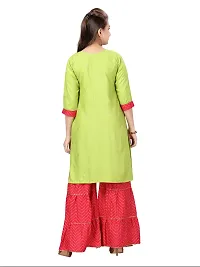 Stylish Fancy Cotton Green-Rani Party Wear Kurti Sharara Set For Girls-thumb3