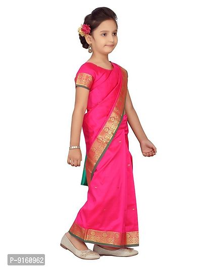 Stylish Fancy Silk Rani Colour Saari For Girls-thumb2