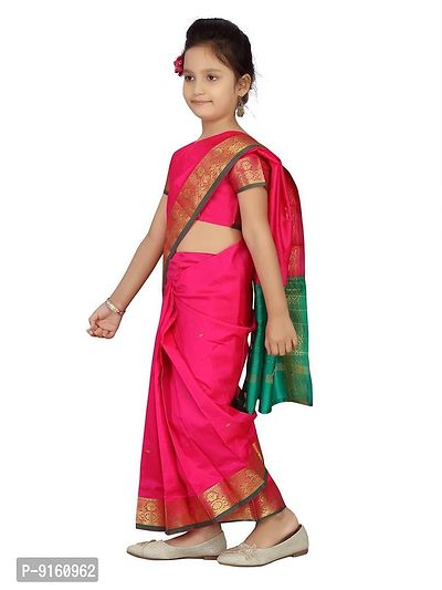 Stylish Fancy Silk Rani Colour Saari For Girls-thumb3