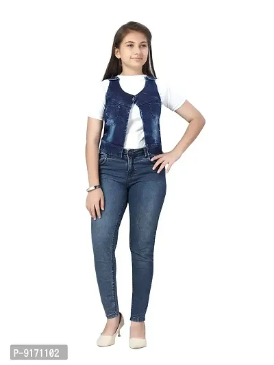 Stylish Fancy Cotton Solid Party Wear Denim Jacket For Girls-thumb0