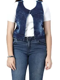 Stylish Fancy Cotton Solid Party Wear Denim Jacket For Girls-thumb4