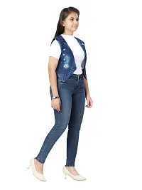 Stylish Fancy Cotton Solid Party Wear Denim Jacket For Girls-thumb1