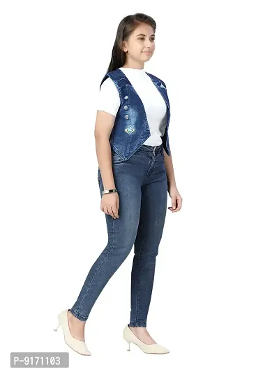 Stylish Fancy Cotton Solid Party Wear Denim Jacket For Girls-thumb2