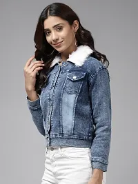 Stylish Fancy Solid Blue Color Denim Jacket For Women-thumb2