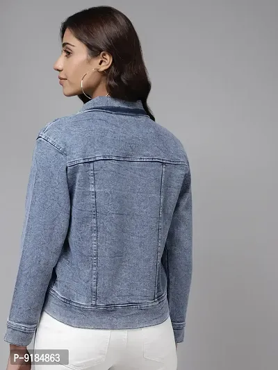 Stylish Fancy Solid Blue Color Denim Jacket For Women-thumb4