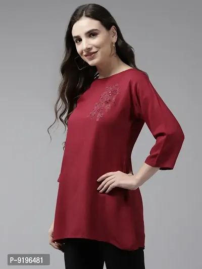 Stylish Fancy Georgette Embroidered Maroon Color Georgette Embroidery Top For Women-thumb3