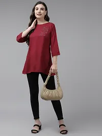 Stylish Fancy Georgette Embroidered Maroon Color Georgette Embroidery Top For Women-thumb4