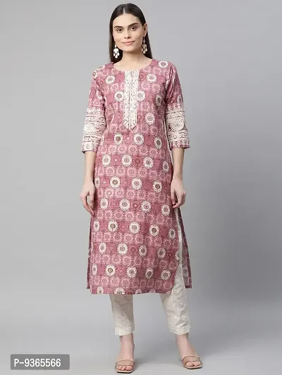 Beautiful  Purple Coloured Printed And Embroidery Kurti For Women