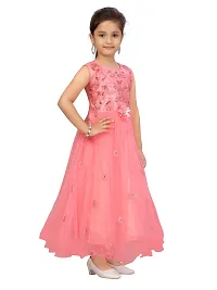 Fabulous Red Net Embellished A-Line Dress For Girls-thumb1