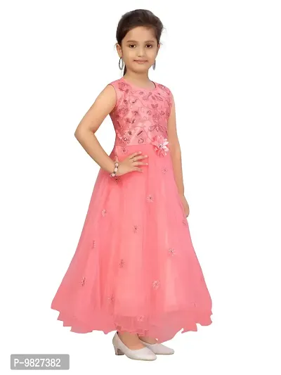 Fabulous Red Net Embellished A-Line Dress For Girls-thumb2