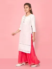 Aarika Girls White Color Cotton Embroidery Kurti-thumb1
