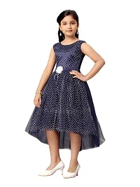 Fabulous Navy Blue Cotton Blend Printed Frocks For Girls-thumb1