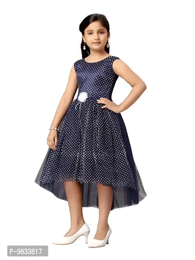 Fabulous Navy Blue Cotton Blend Printed Frocks For Girls-thumb2