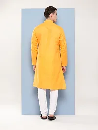 Aarika Mens Ethnic Wear Mustard Colour Solid Cotton Kurta Pyjama Set-thumb2