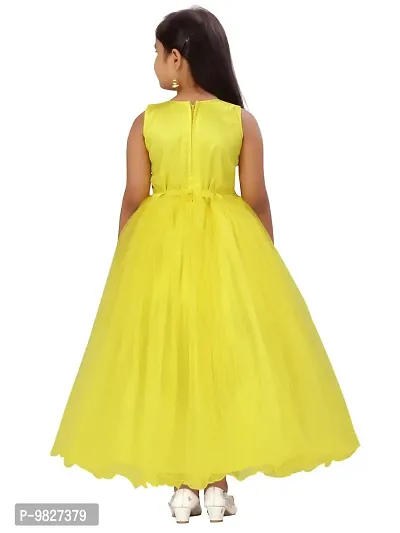 Fabulous Yellow Nylon Printed A-Line Dress For Girls-thumb4