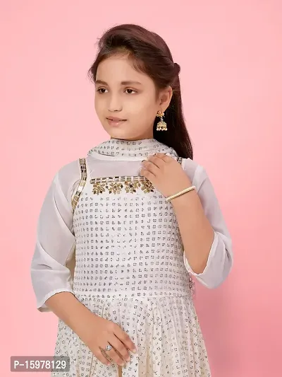Aarika Girls Cream Color Embroidery Kurti Sharara Set-thumb5
