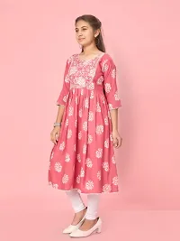Aarika Girls Pink Color Cotton Embroidery Kurti-thumb1