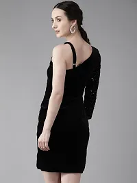 Aarika Womens Black Color Velvet Dress-thumb4