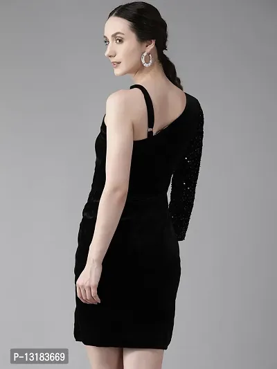 Aarika Womens Black Color Velvet Dress-thumb5