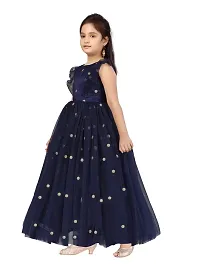 Fabulous Navy Blue Net Embellished A-Line Dress For Girls-thumb2