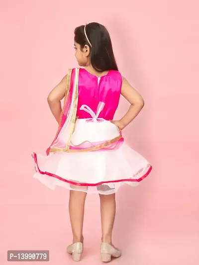 Aarika Girls Rani-White Color Net Embroidery Dress-thumb4