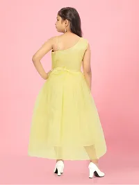 Aarika Girls Lemon Colour Solid Net Gown-thumb3