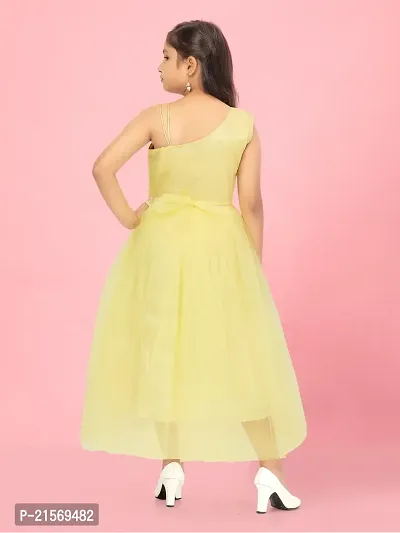 Aarika Girls Lemon Colour Solid Net Gown-thumb4