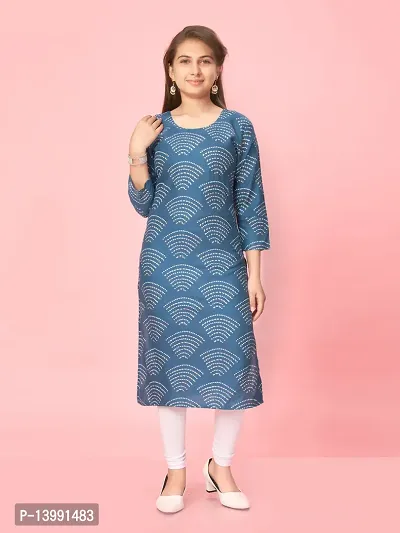 Aarika Girls Blue Colour Cotton Printed Kurti