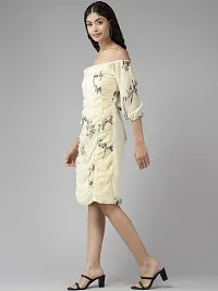 Aarika Womens Lemon Color Printed Georgette Dress-thumb2