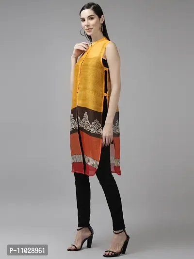 Trendy Yellow Georgette Printed Shrug For Women-thumb3