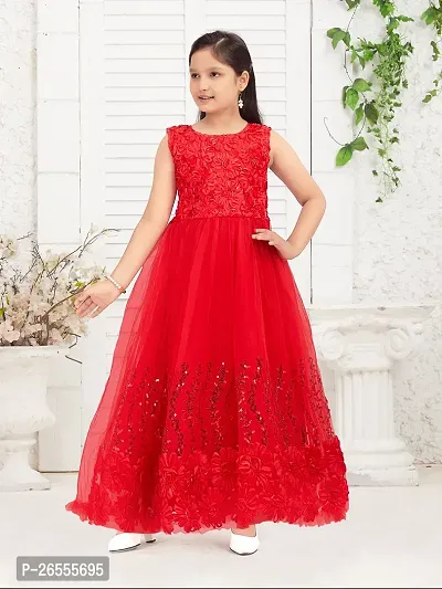 Aarika Girls Party Wear Red Colour Sequin Net Gown