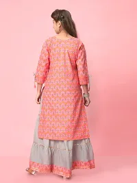 Aarika Girls Gajri-Grey Colour Cotton Printed Kurti Skirt Set-thumb3