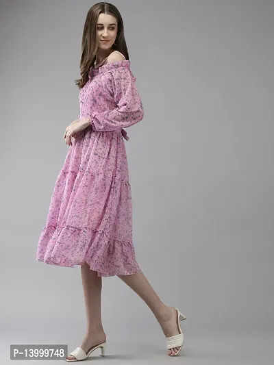 Aarika Womens Pink Color Georgette Printed Dress-thumb3