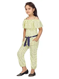 Fabulous Yellow Cotton Blend Printed Basic Jumpsuit For Girls-thumb2