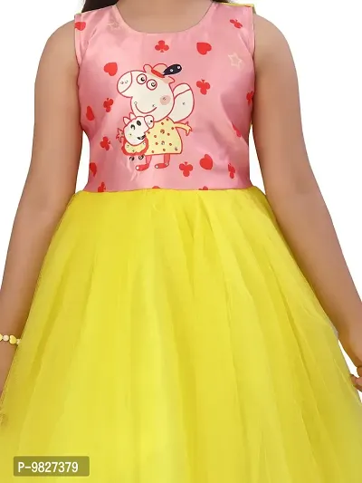 Fabulous Yellow Nylon Printed A-Line Dress For Girls-thumb5