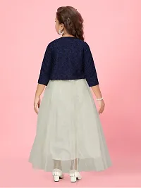 Classic Net Solid Dresses for Kids Girls-thumb3