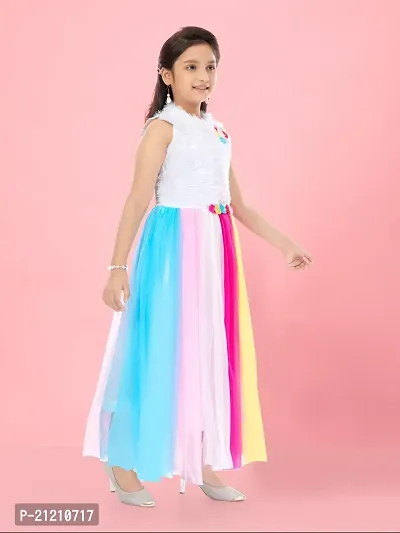 Aarika Girls Multi Colour Net Solid Gown-thumb2
