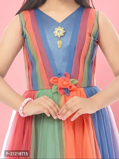 Aarika Girls Multi Colour Net Solid Gown-thumb5