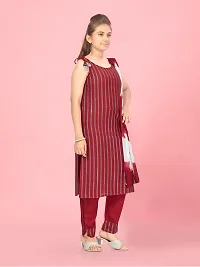 Aarika Girls Maroon Colour Stripe Rayon Kurti Pant Set-thumb2