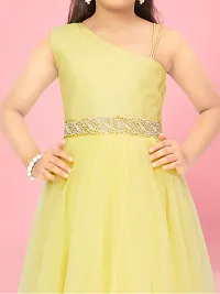 Aarika Girls Lemon Colour Solid Net Gown-thumb4