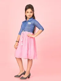 Aarika Girls Pink Colour Cotton Blend Solid Dress-thumb4