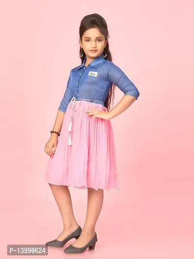 Aarika Girls Pink Colour Cotton Blend Solid Dress-thumb5