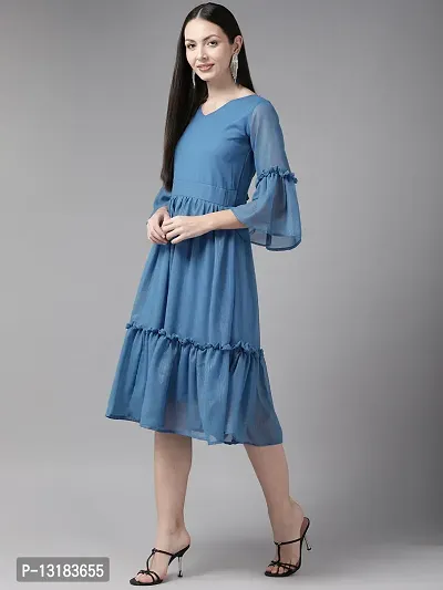Aarika Womens Blue Color Georgette Dress-thumb3