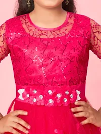 Aarika Girls Rani Colour Nylon Self Design Gown-thumb4