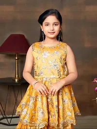 Girls Ethnic Wear Mustard Colour Sequin Embroidery With Lace Border Silk Kurti Sharara Set-thumb3
