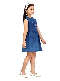 Fabulous Blue Denim Solid A-Line Dress For Girls-thumb1