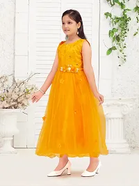 Aarika Girls Party Wear Yellow Colour Embroidery Net Gown-thumb2