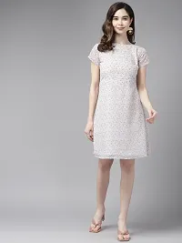 Aarika Womens White Color Georgette Printed Dress-thumb2