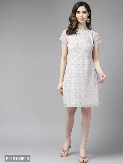Aarika Womens White Color Georgette Printed Dress-thumb3